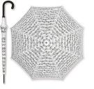 Paraguas tipo bastn color blanco con pentagramas y notas en color blanco.